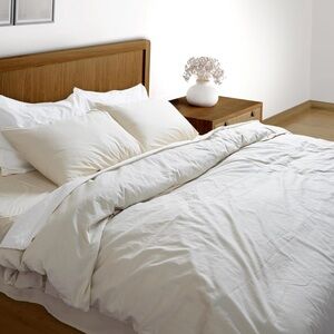 100% Organic Washed Cotton Percale Weave Duvet Cover Set King Size